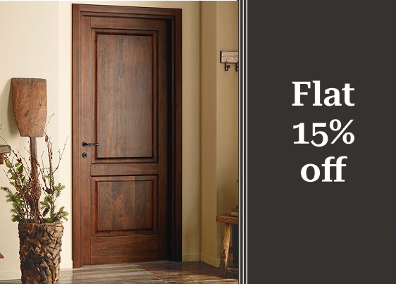 Dark walnut 2-panel interior wood door – Flat 15% off