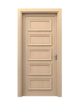 Five horizontal panel tan wooden door