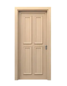 Four-panel tan wooden door