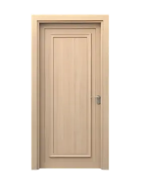 Single large panel tan wooden door