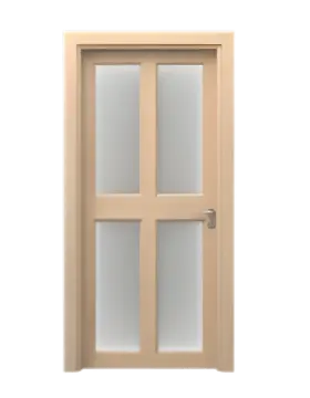 Tan door with four large frosted glass panels