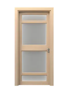 Tan door with three frosted glass panels